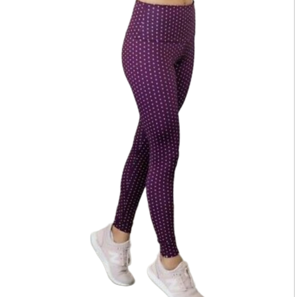 Onzie Flow High Rise Legging in Purple Polka Dot